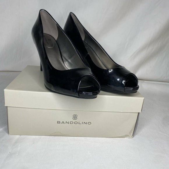 Women Bandolino Rainaa Peep Toe Black Platform Stiletto Pump Heel 10.5M - Picture 5 of 10
